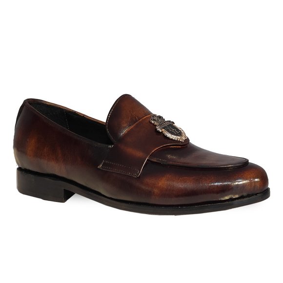Bashwood Handmade Brown Shade Leather Loafers For Men Handsewn Penny Loafer in Chocolate Wild Boar Leather | Shop  main image 4